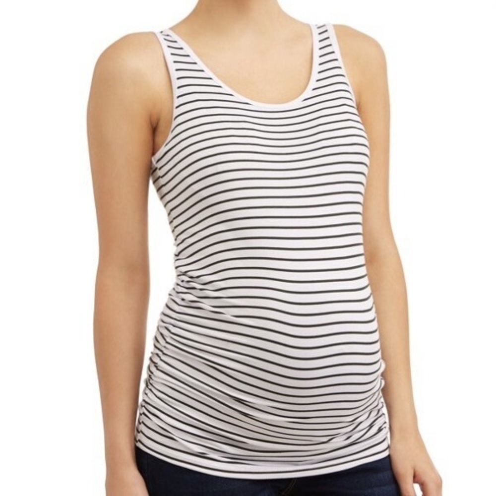 Time and Tru Womens Maternity Tank Top XL 16-18 New with Tags Black Stripe White
